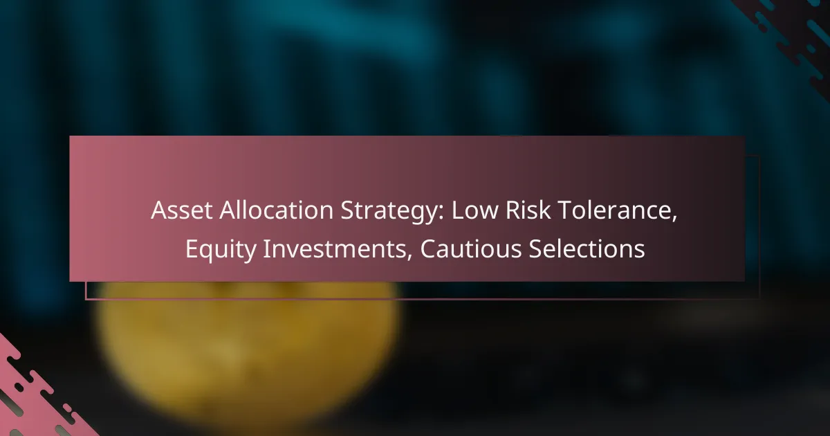 Asset Allocation Strategy: Low Risk Tolerance, Equity Investments, Cautious Selections