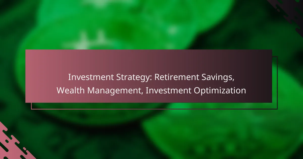Investment Strategy: Retirement Savings, Wealth Management, Investment Optimization