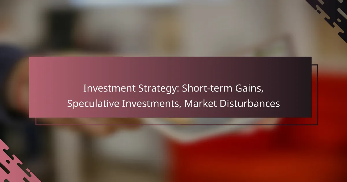 Investment Strategy: Short-term Gains, Speculative Investments, Market Disturbances