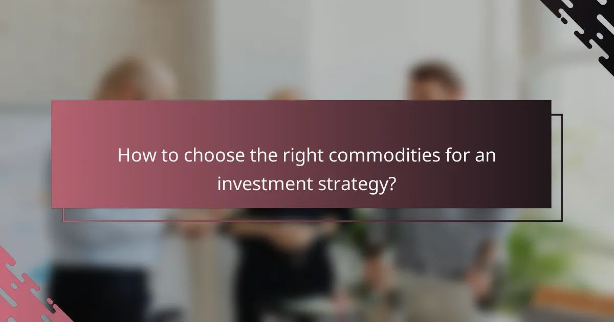 How to choose the right commodities for an investment strategy?