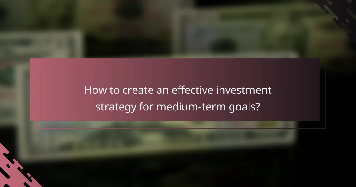 How to create an effective investment strategy for medium-term goals?