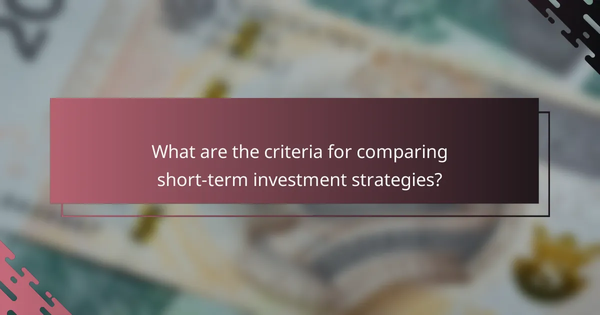 What are the criteria for comparing short-term investment strategies?